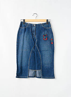 Jupe mi-longue coupe droite bleu TEDDY SMITH femme