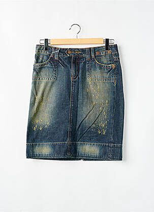 Jupe mi-longue coupe droite bleu RWD femme