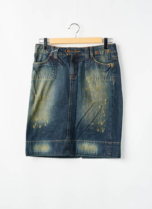 Jupe mi-longue coupe droite bleu RWD femme