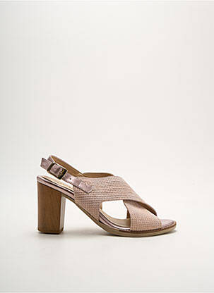 Sandales/nu pieds matière lisse talon de 4 à 6cm rose REBELLES femme