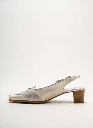 Sandales/nu pieds matière lisse talon de 4 à 6cm beige SWEET femme