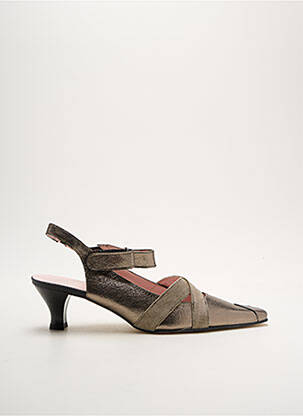 Sandales/nu pieds matière lisse talon de 4 à 6cm or ELANTINE femme