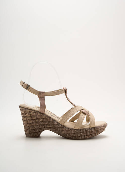 Sandales/nu pieds semi compensé talon de 7 à 9cm beige SALMONE femme