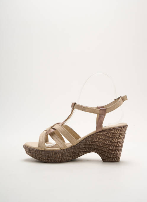Sandales/nu pieds semi compensé talon de 7 à 9cm beige SALMONE femme