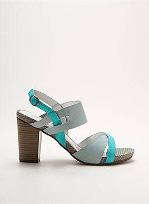Sandales/nu pieds matière lisse talon de 7 à 9cm bleu MADISON femme
