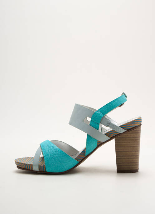 Sandales/nu pieds tissage satiné talon de 7 à 9cm bleu MADISON femme