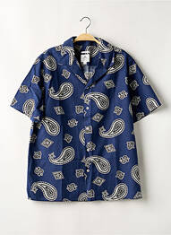Chemise manches courtes col tailleur bleu LACOSTE homme