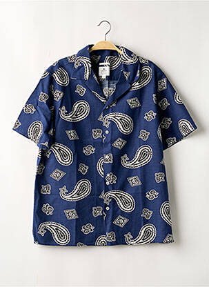 Chemise manches courtes col tailleur bleu LACOSTE homme