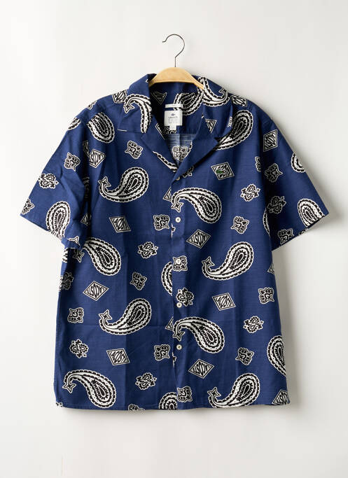 Chemise manches courtes col tailleur bleu LACOSTE homme