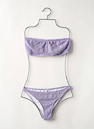 Maillot de bain 2 pièces stretch haut bandeau violet YSE femme