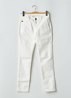 Pantalon chino fermeture zippée sous rabat boutonné taille normale blanc DONOVAN femme