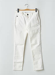 Pantalon chino fermeture zippée sous rabat boutonné taille normale blanc DONOVAN femme