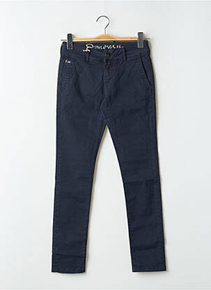 Pantalon chino fermeture zippée sous rabat boutonné taille normale bleu DONOVAN femme