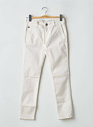 Pantalon chino fermeture zippée sous rabat boutonné taille normale beige DONOVAN femme