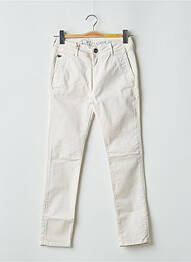 Pantalon chino fermeture zippée sous rabat boutonné taille normale beige DONOVAN femme