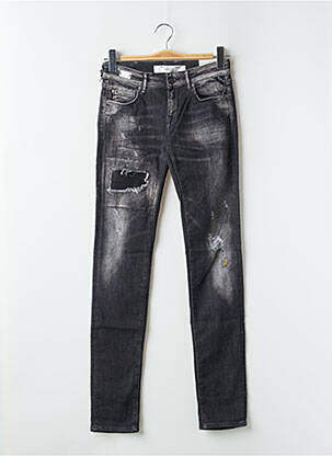 Jeans coupe slim effet usé délavé taille basse noir REPLAY femme