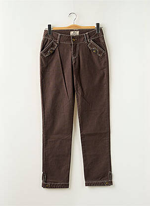 Pantalon droit tissage popeline taille ajustable marron LOLA ESPELETA fille