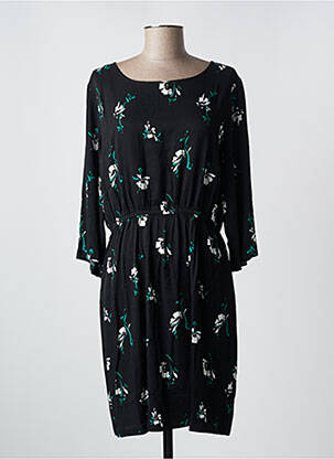Robe mi-longue imprimé fleurs manches longues noir MINIMUM femme