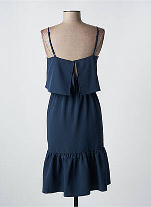 Robe mi-longue coupe fluide fines bretelles bleu ICHI femme