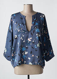 Top coupe fluide manches longues bleu PLEASE femme