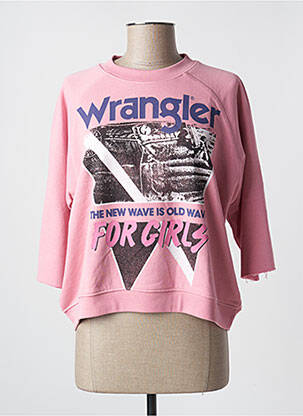 Pull resserrée sur le bas manches longues rose WRANGLER femme