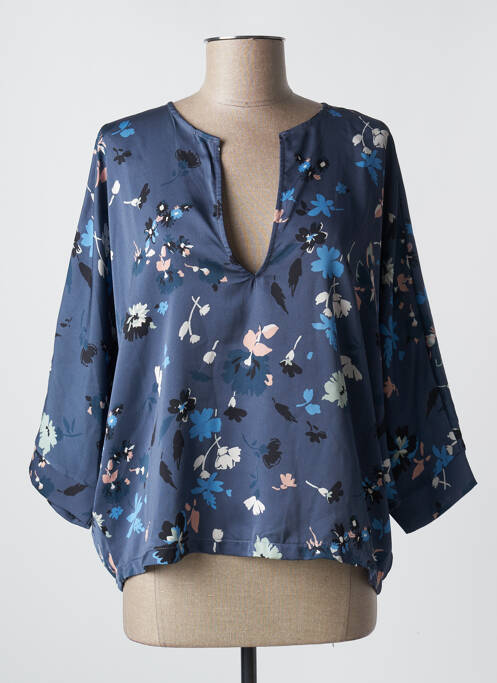 Top coupe fluide manches longues bleu PLEASE femme