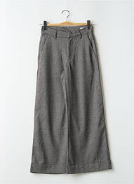 Pantalon large fermeture zippée sous rabat avec crochet taille haute gris REIKO femme