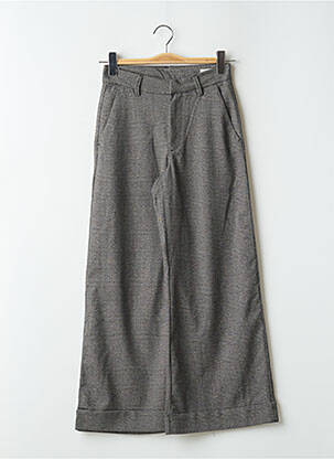 Pantalon large fermeture zippée sous rabat avec crochet taille haute gris REIKO femme