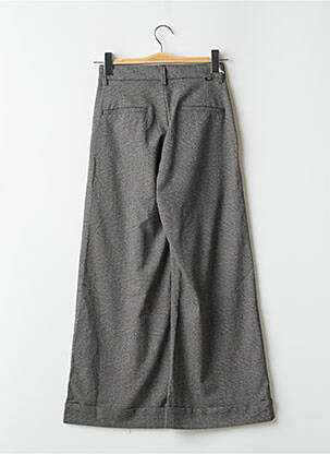 Pantalon large fermeture zippée sous rabat avec crochet taille haute gris REIKO femme