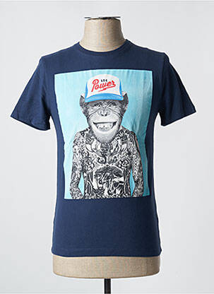 T-shirt coupe cintrée manches courtes bleu LE TEMPS DES CERISES homme