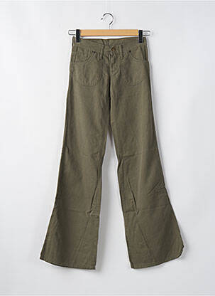 Pantalon droit tissage popeline taille normale vert CIMARRON femme