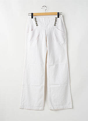 Pantalon droit tissage popeline taille haute blanc FREEMAN T.PORTER femme