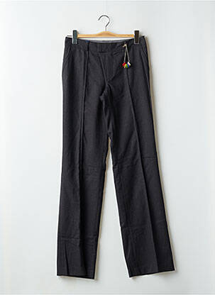 Pantalon droit fermeture zippée sous rabat avec crochet taille normale gris LEON & HARPER femme