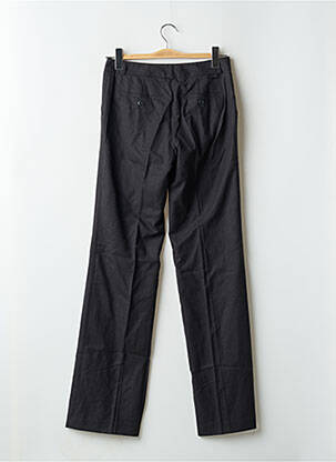 Pantalon droit fermeture zippée sous rabat avec crochet taille normale gris LEON & HARPER femme