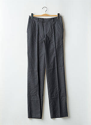 Pantalon droit fermeture zippée sous rabat avec crochet taille normale gris clair LEON & HARPER femme