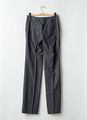 Pantalon droit fermeture zippée sous rabat avec crochet taille normale gris clair LEON & HARPER femme