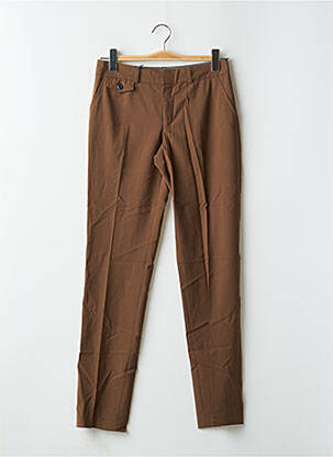 Pantalon chino fermeture zippée sous rabat avec crochet taille normale marron LEON & HARPER femme