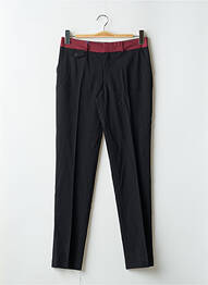 Pantalon chino fermeture zippée sous rabat avec crochet taille normale noir LEON & HARPER femme