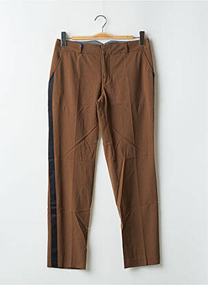 Pantalon chino broderie galons latéraux taille normale marron LEON & HARPER femme