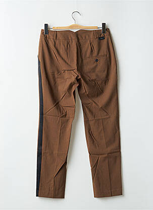 Pantalon chino broderie galons latéraux taille normale marron LEON & HARPER femme