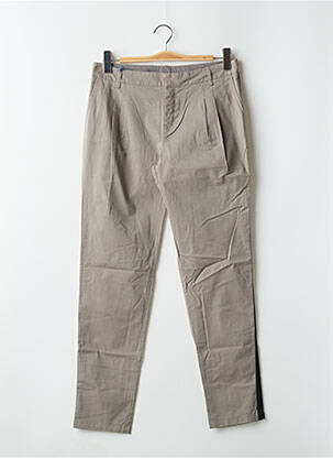 Pantalon chino broderie galons latéraux taille normale gris LEON & HARPER femme
