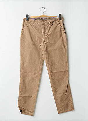 Pantalon chino broderie galons latéraux taille normale marron LEON & HARPER femme