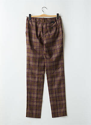 Pantalon chino fermeture zippée sous rabat avec crochet taille normale marron LEON & HARPER femme