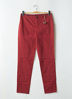 Pantalon chino tissage popeline taille normale rouge LEON & HARPER femme