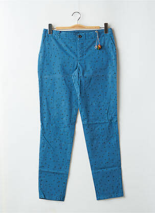 Pantalon chino tissage popeline taille normale bleu LEON & HARPER femme