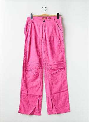 Pantalon droit tissage popeline taille normale rose MAGGIE femme