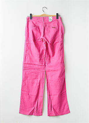 Pantalon droit tissage popeline taille normale rose MAGGIE femme