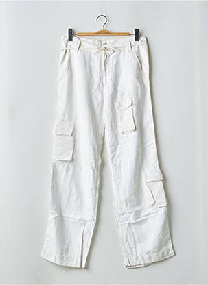 Pantalon droit tissage popeline taille normale blanc SCHOOL RAG femme