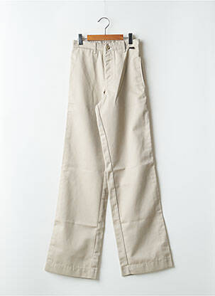 Pantalon droit tissage popeline taille haute beige SCHOOL RAG femme