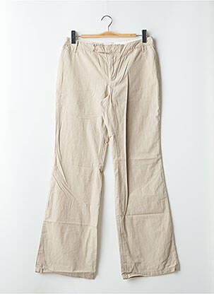 Pantalon flare fermeture zippée sous rabat avec crochet taille basse beige SCHOOL RAG femme